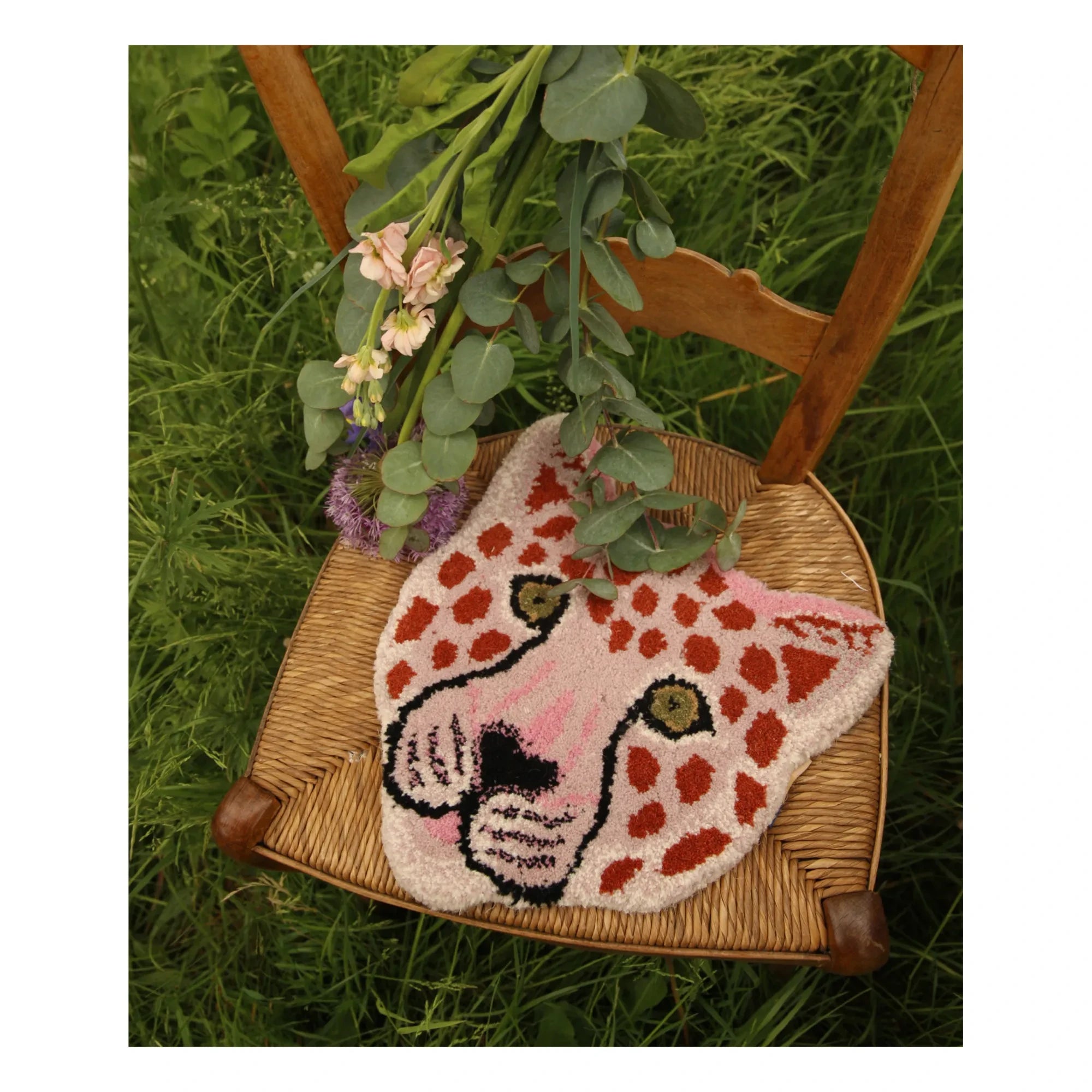 Doing Goods - Pembe leopar kafa yün halı | Pembe