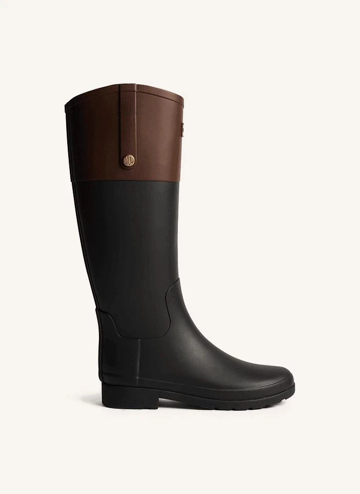 Hunter - Botas de equitación Wellington con detalles en color dorado | Negro