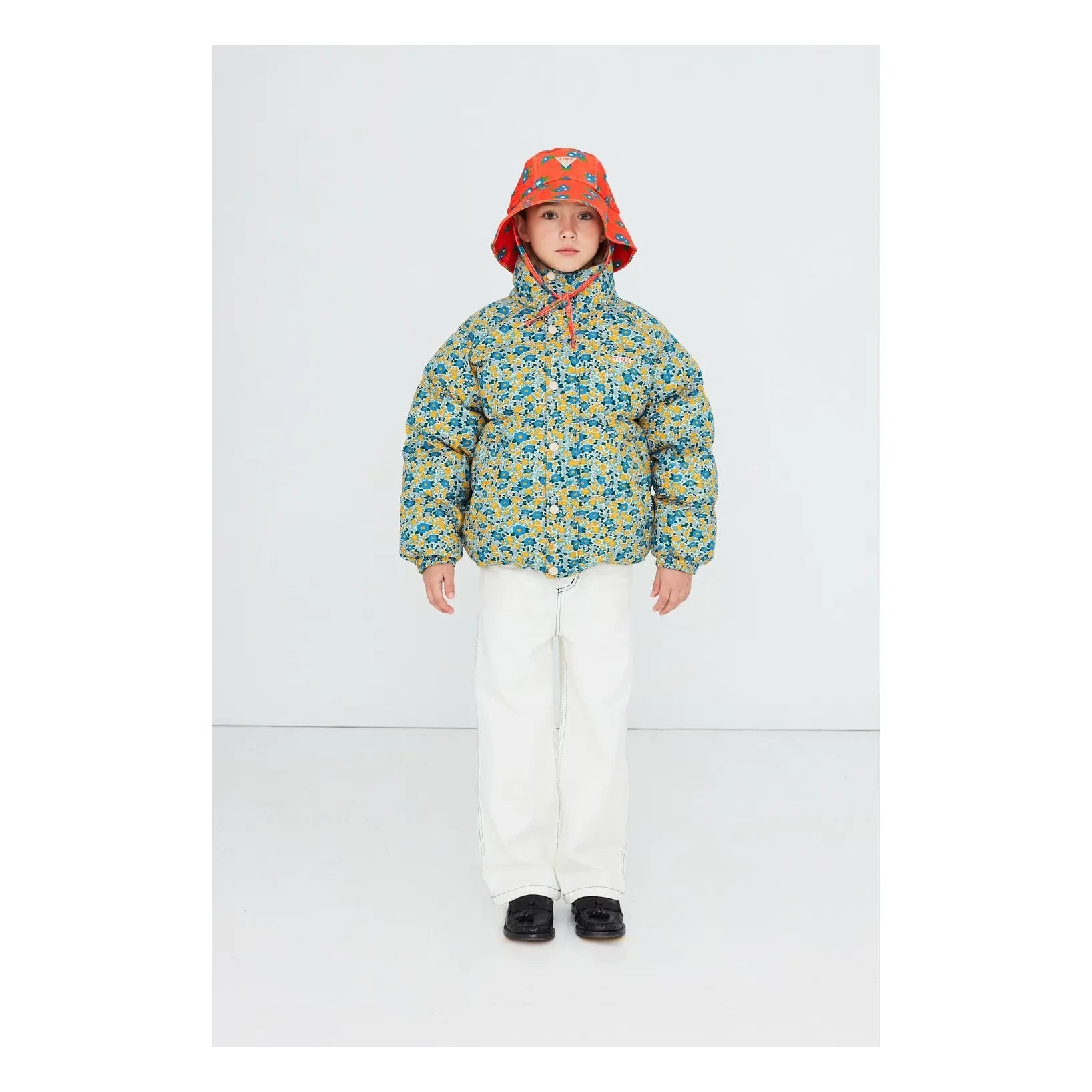 Tinycottons - Çiçek Desenli Şişme Mont | Mavi