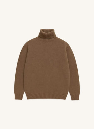 Origin Knitwear - Suéter de Cuello Alto sin Costuras | Marrón