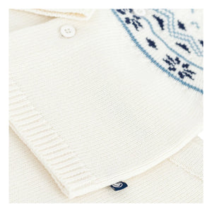 Petit Bateau - Conjunto de cárdigan y pantalón de lana | Crudo