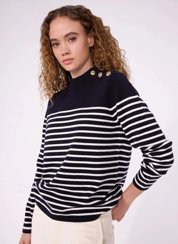 Petit Bateau - Suéter de Lana Rayado | Azul Marino