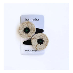 Kalinka - Set de 2 horquillas de ganchillo amapola | Crudo