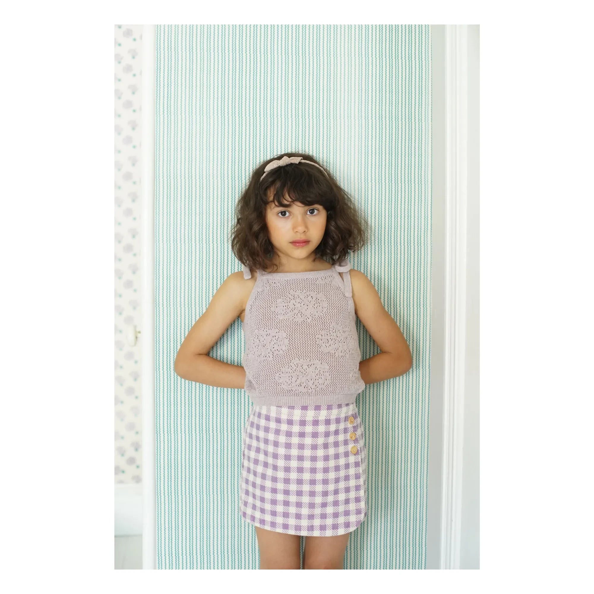 Soor Ploom - Minifalda a cuadros color oliva | Lila