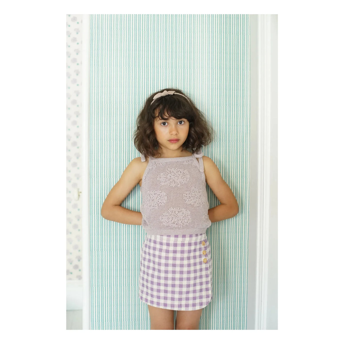 Soor Ploom - Minifalda a cuadros color oliva | Lila