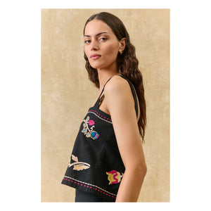 Louise Misha - Top de algodón orgánico Phaedra | Negro