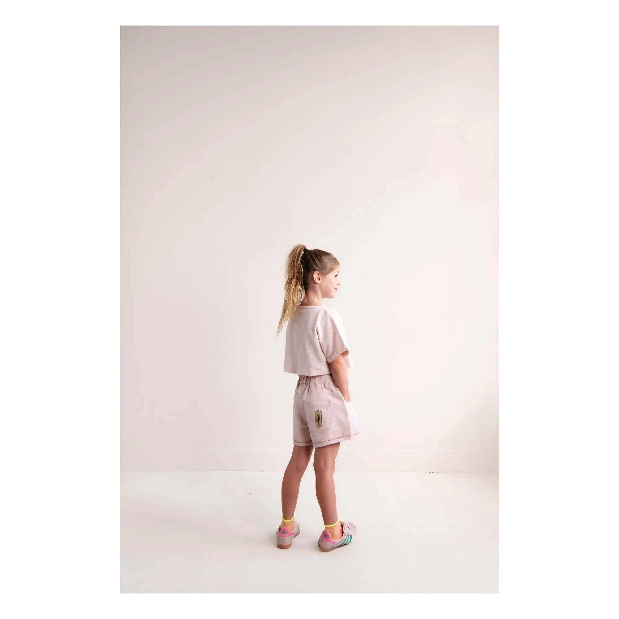 Jenest - Pantalón corto de sarga de algodón orgánico Lilou | Rosa pálido