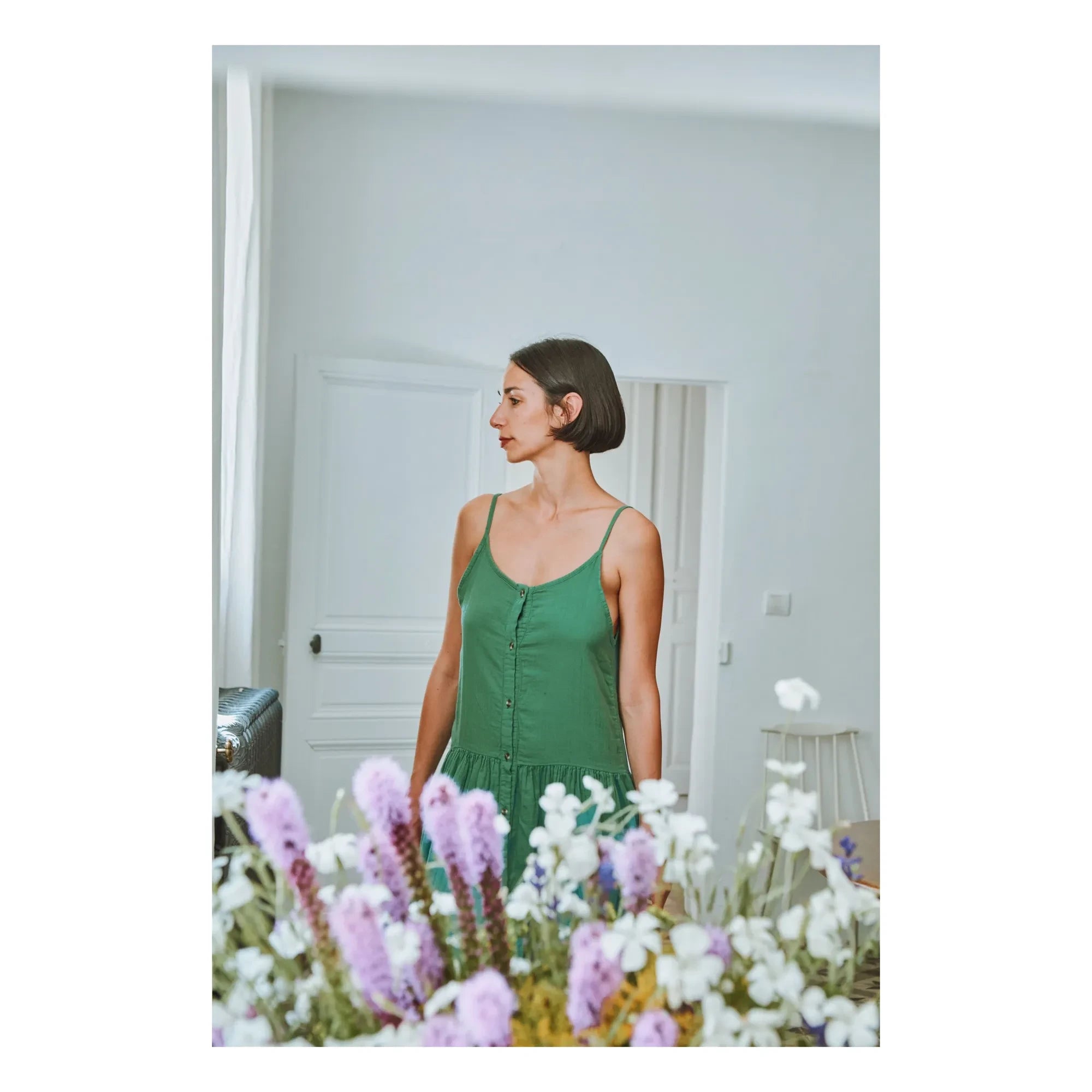 Poudre Organic - Vestido Celosie | Verde bosque