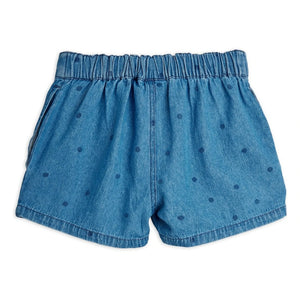 Mini Rodini - Pantalón corto vaquero de lunares de algodón orgánico | Azul