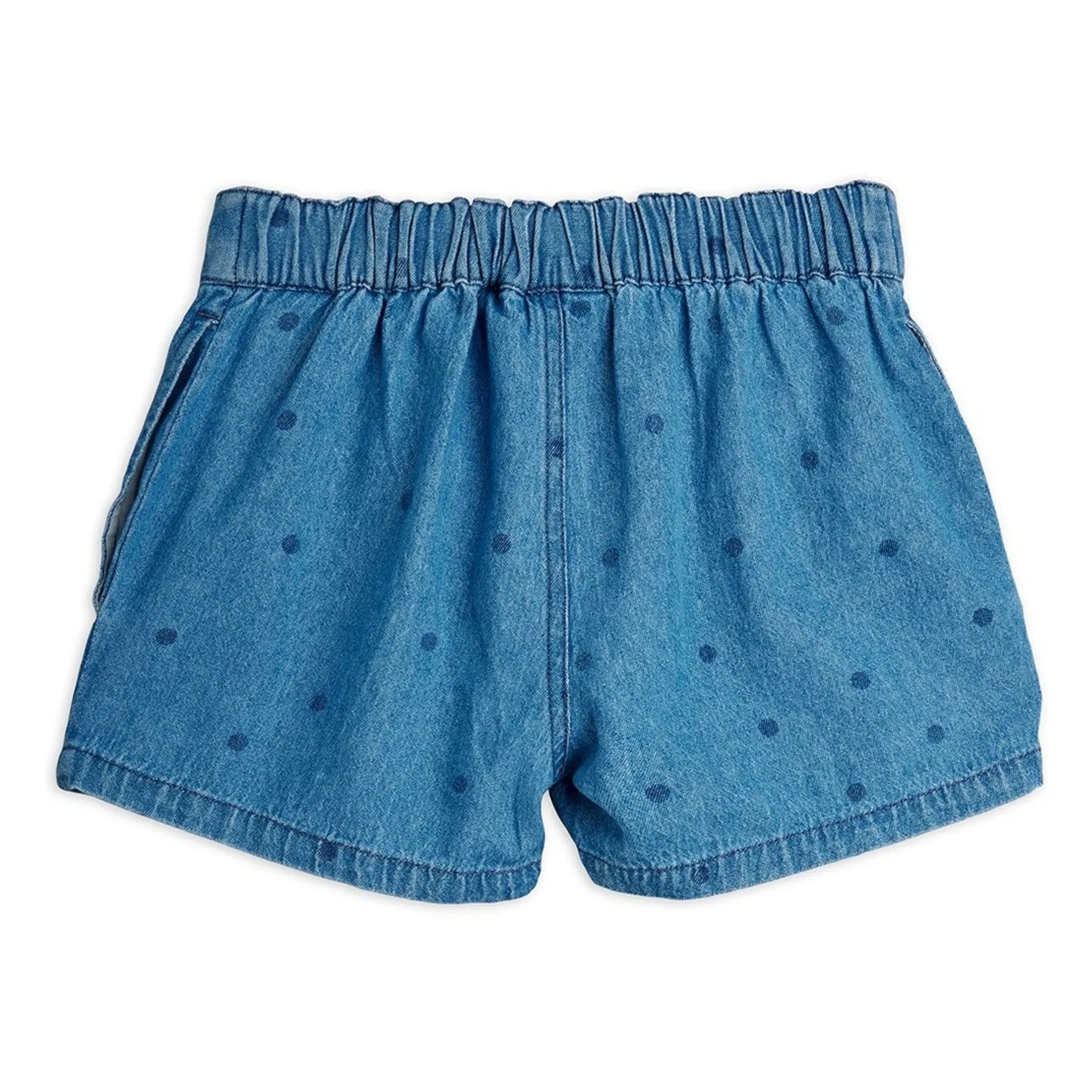 Mini Rodini - Pantalón corto vaquero de lunares de algodón orgánico | Azul
