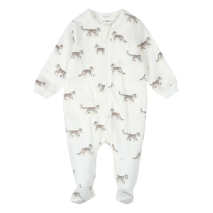 Petit Lem - Pijama de leopardo de algodón orgánico | Blanco