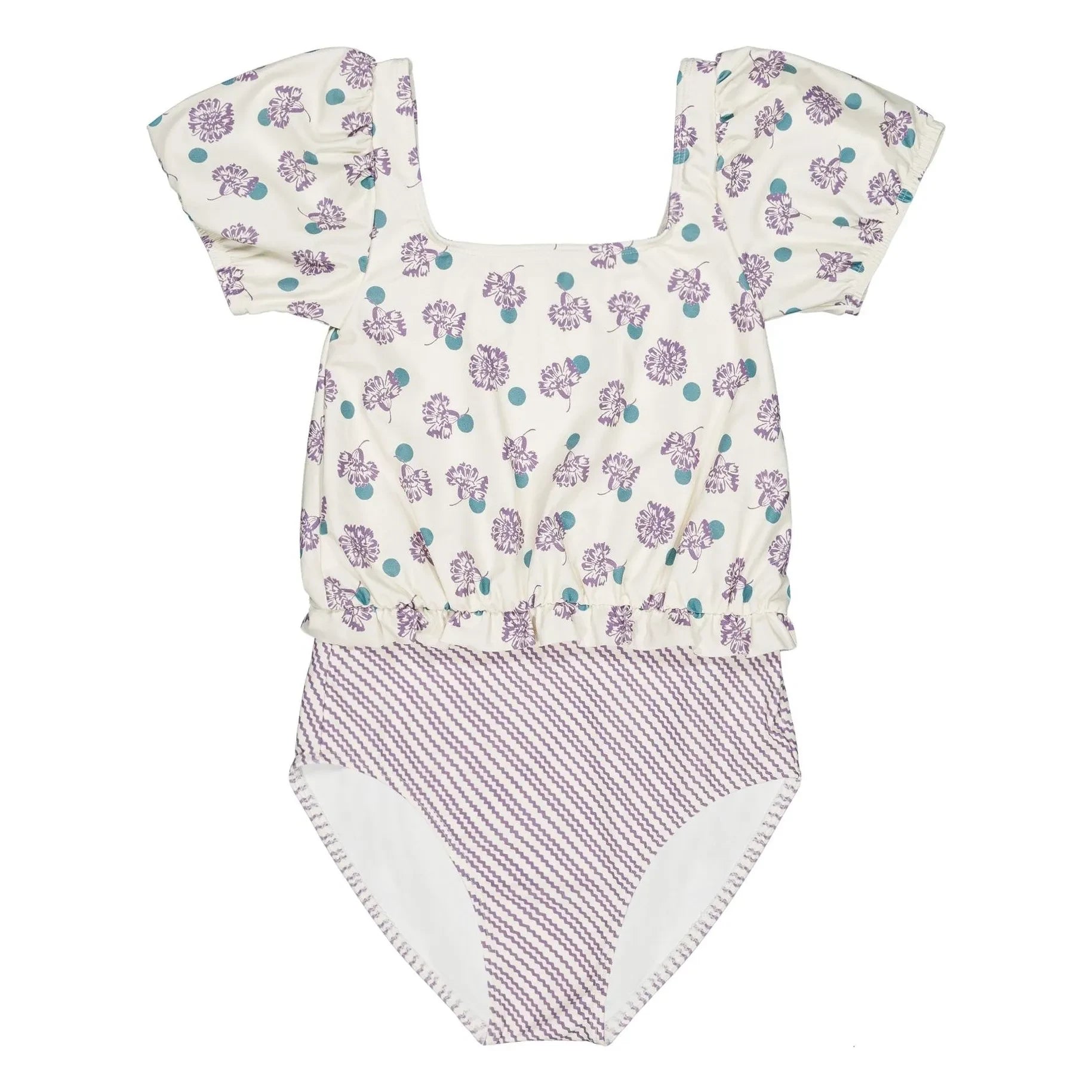 Soor Ploom - Bañador Rosalía de fibra reciclada con estampado floral | Blanco