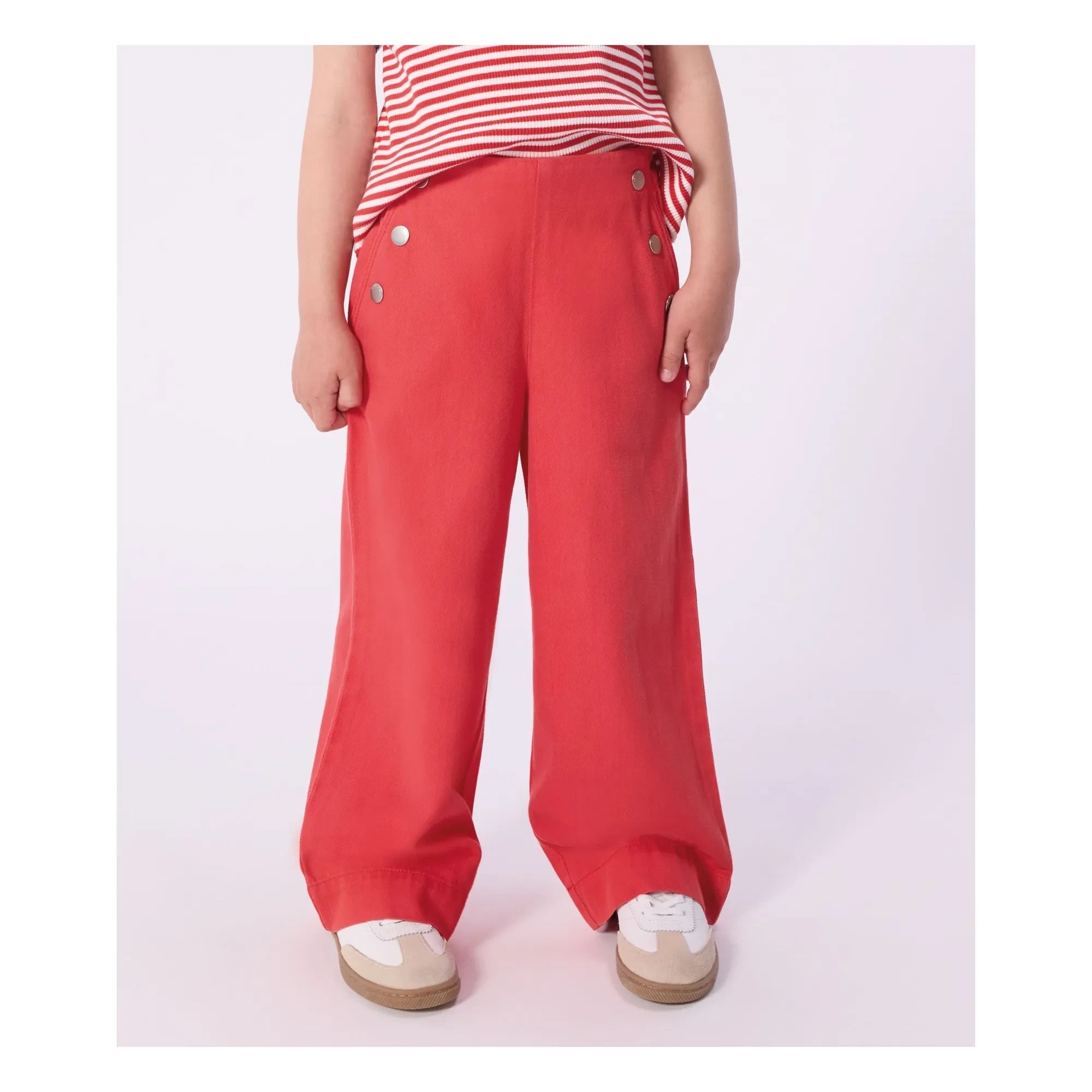 Petit Bateau - Vaquero Sarga con Botones | Bermellón