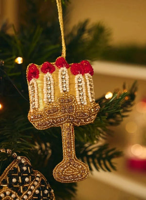 Anna + Nina - Adornos navideños hechos a mano con luces de hilo | Oro