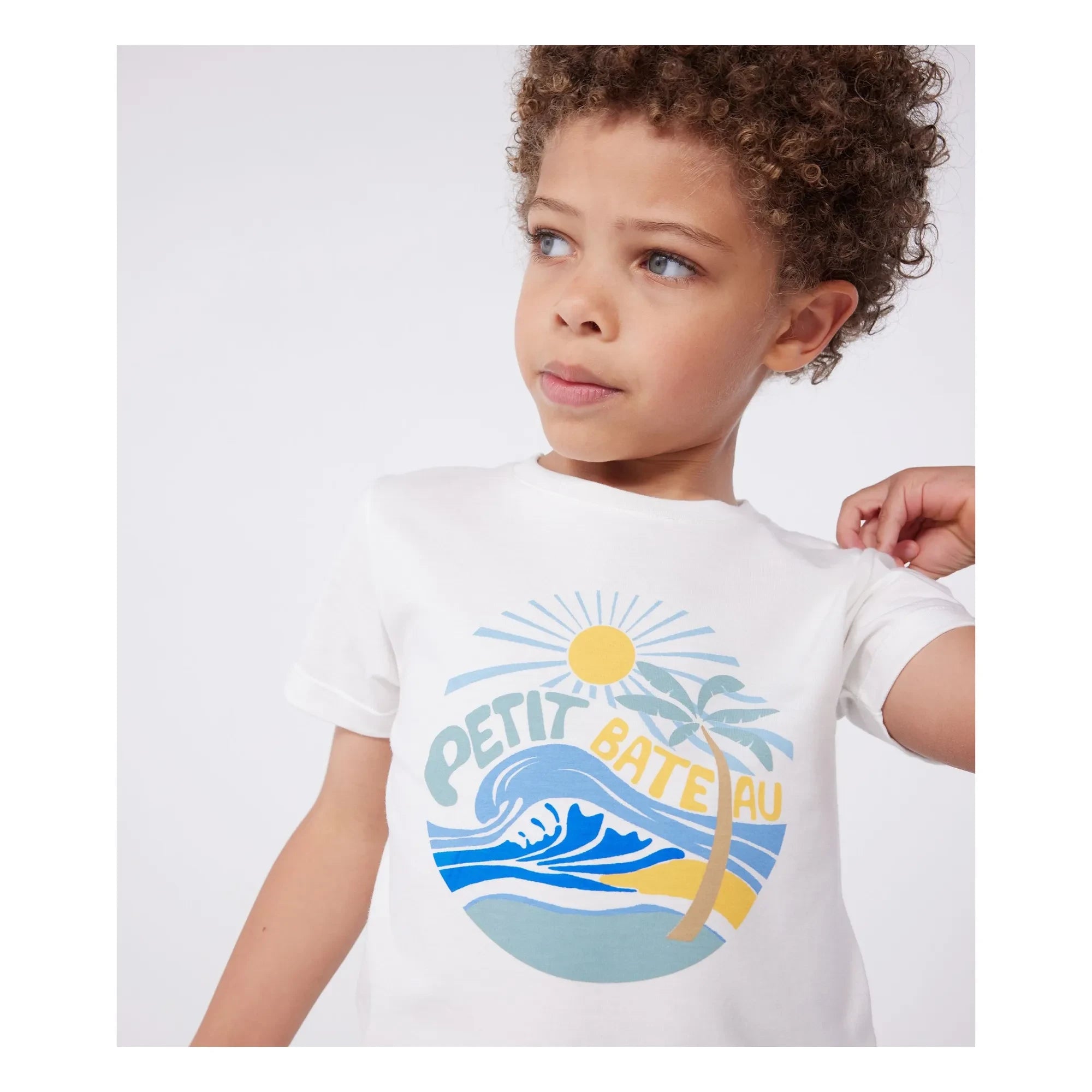 Petit Bateau - Camiseta brújula de algodón orgánico | Blanco