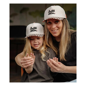 Hello Hossy - Gorra con visera curva de algodón orgánico con estampado de leopardo | Crema