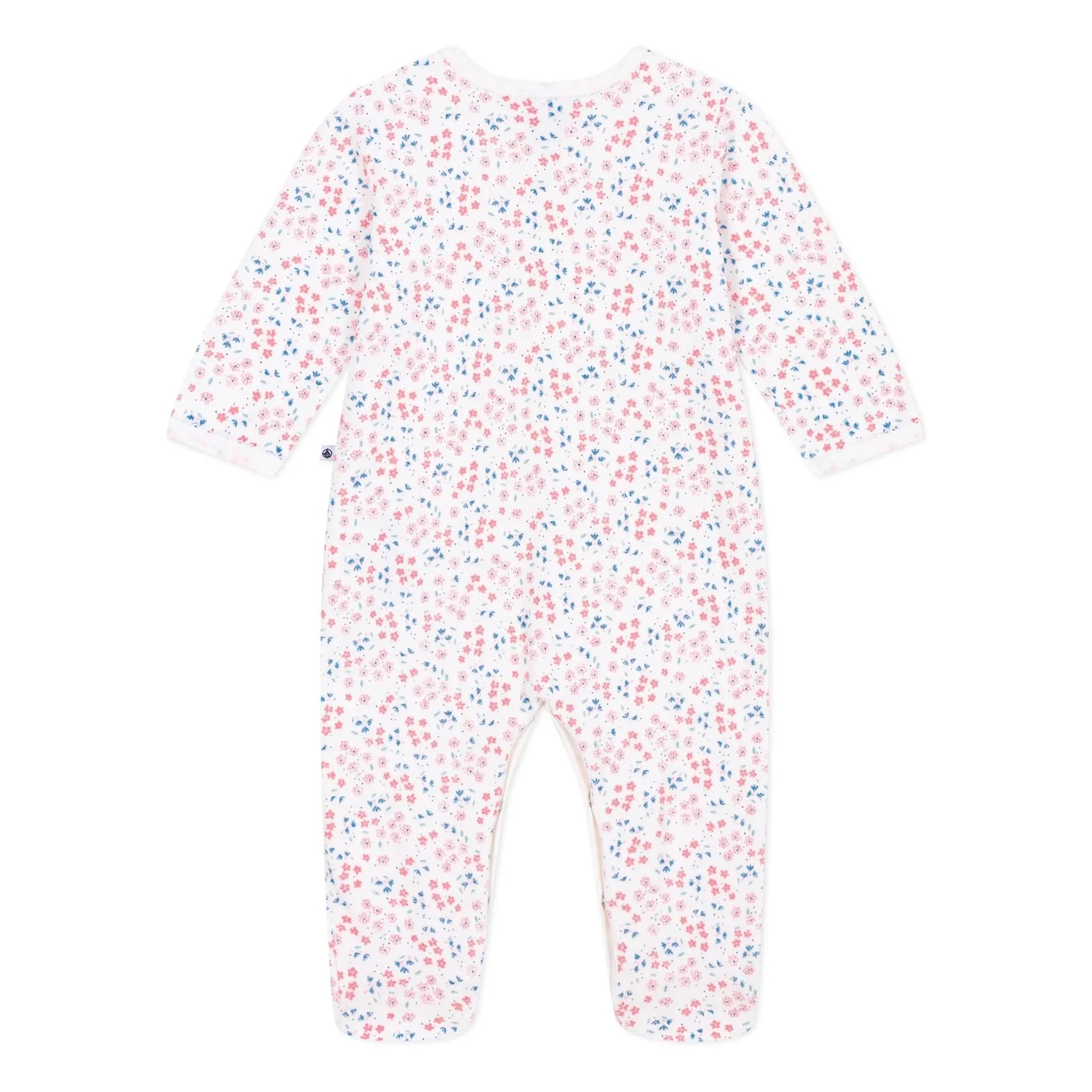 Petit Bateau - Pijama de terciopelo con flores | Blanco