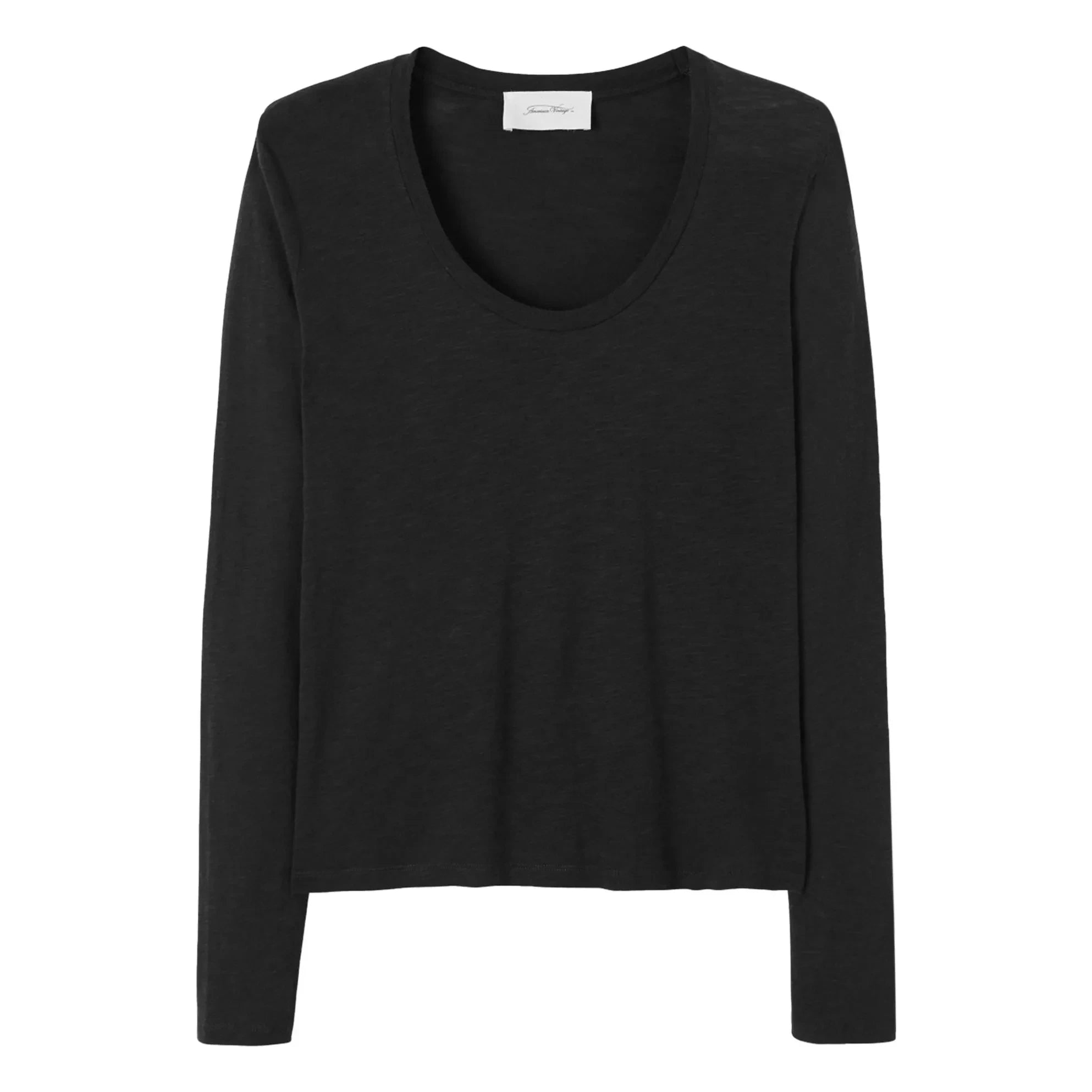 American Vintage - Camiseta de manga larga con cuello en U Jacksonville | Negro