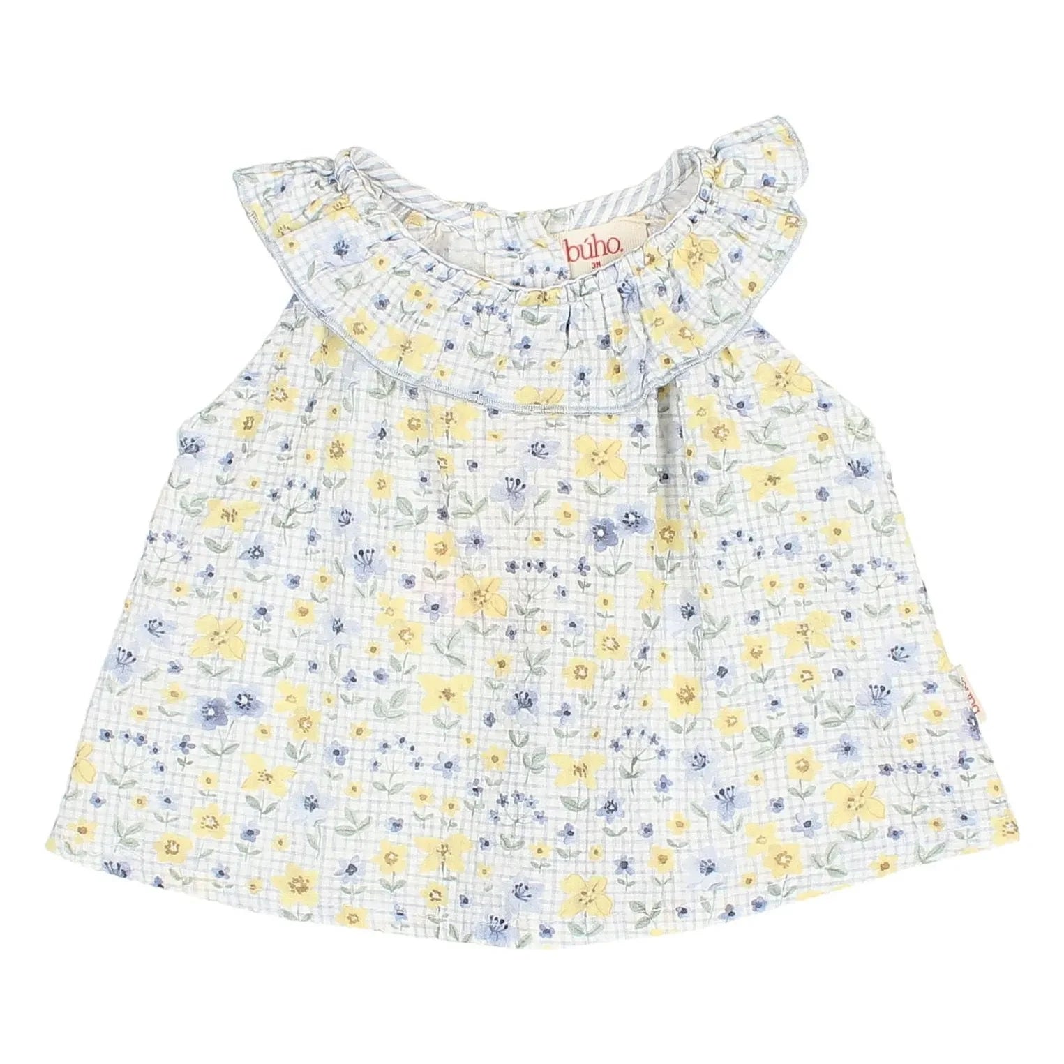 Búho - Blusa de Bebé Seersucker Floreada | Azul claro