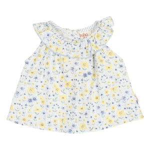 Búho - Blusa de Bebé Seersucker Floreada | Azul claro