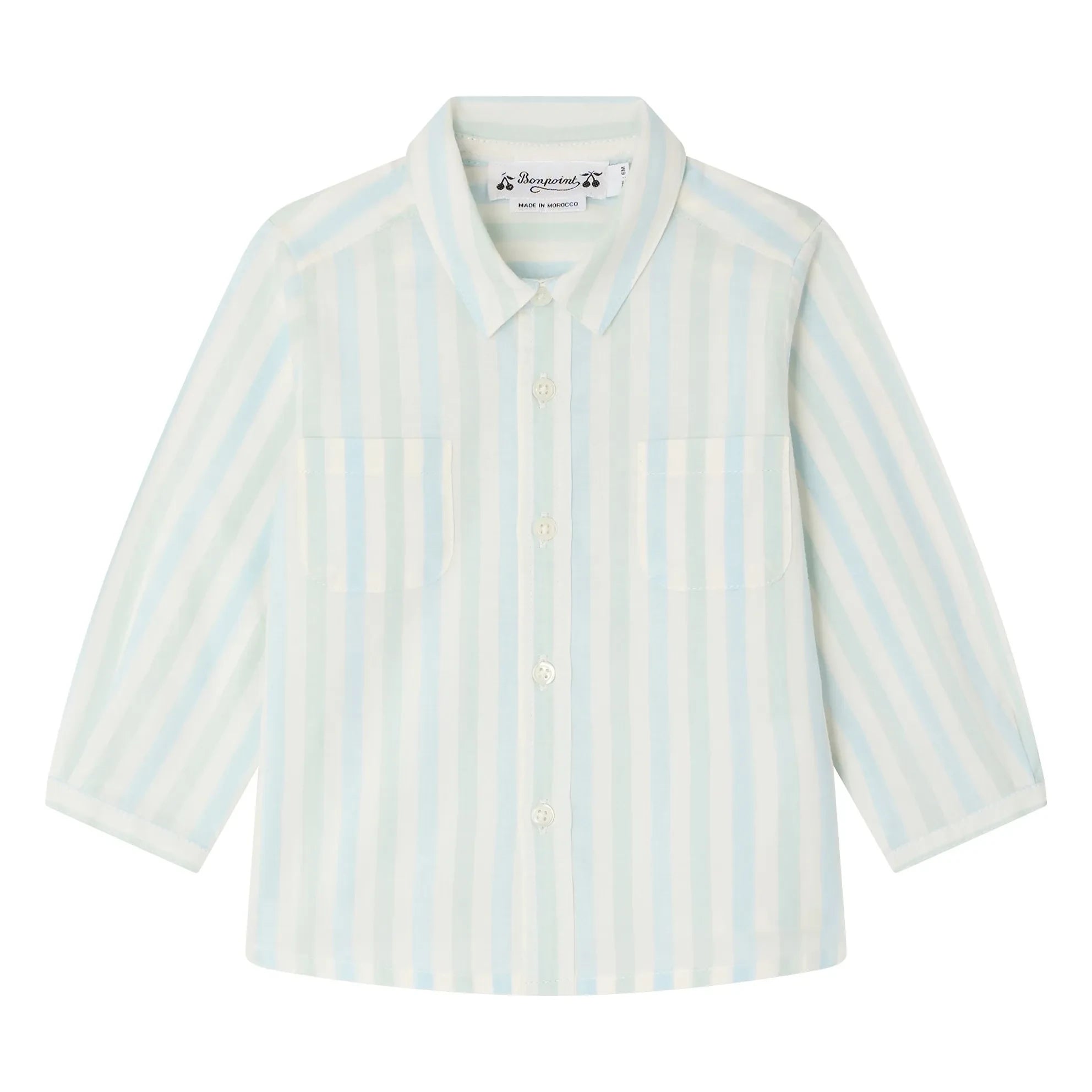 Bonpoint - Camisa de popelín de algodón orgánico a rayas Lawson | Turquesa