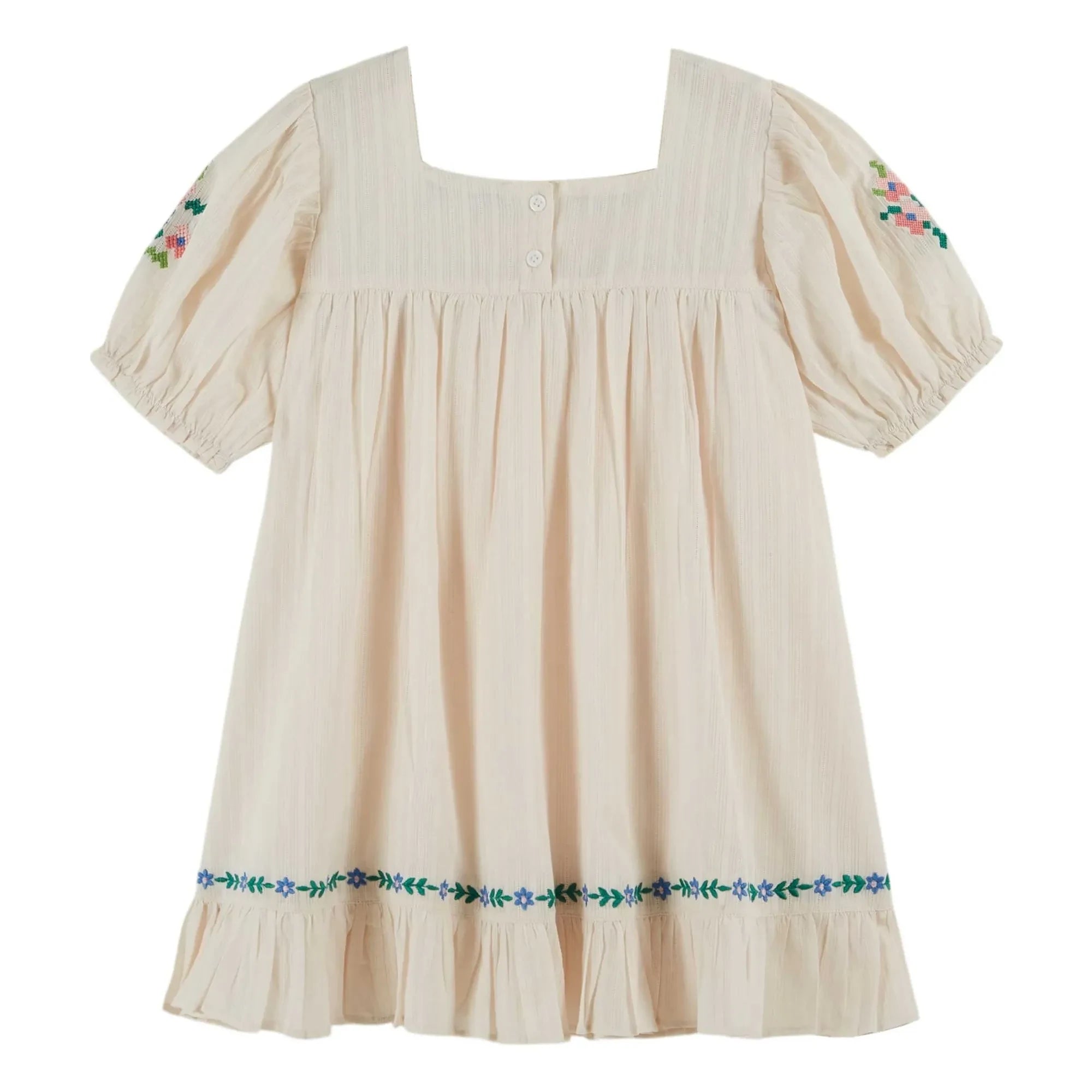 Emile et Ida - Vestido con volantes bordados | Crema
