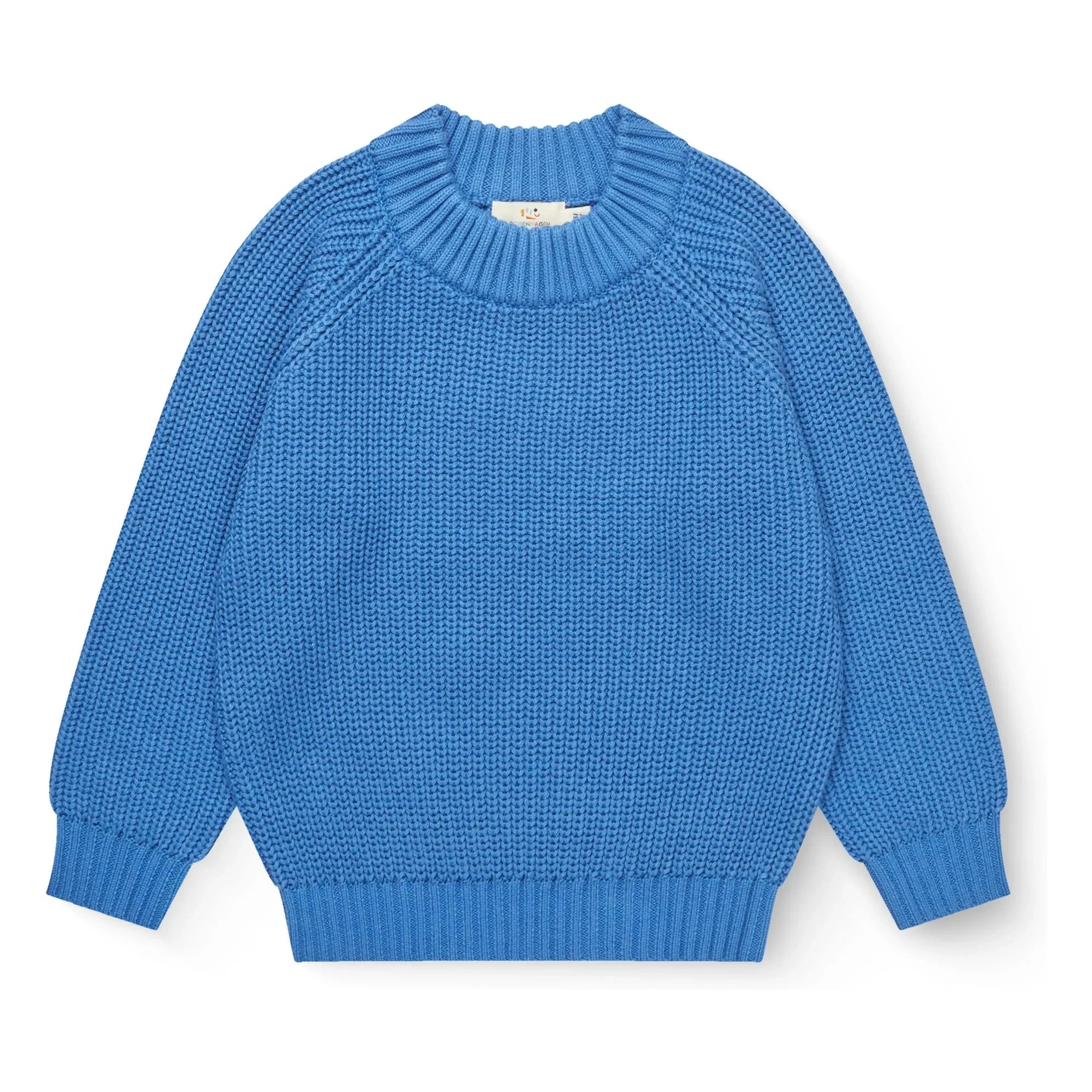 Copenhagen Colors - Suéter de algodón orgánico acanalado | Azul cerúleo