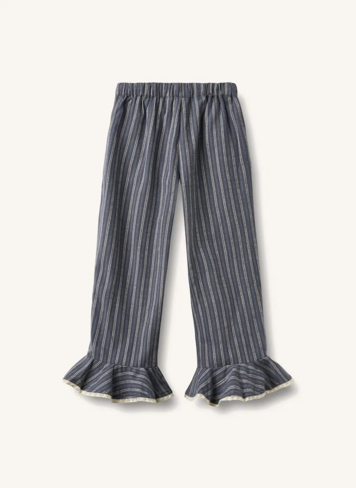 Wheat - Pijama de algodón orgánico a rayas | Gris azulado