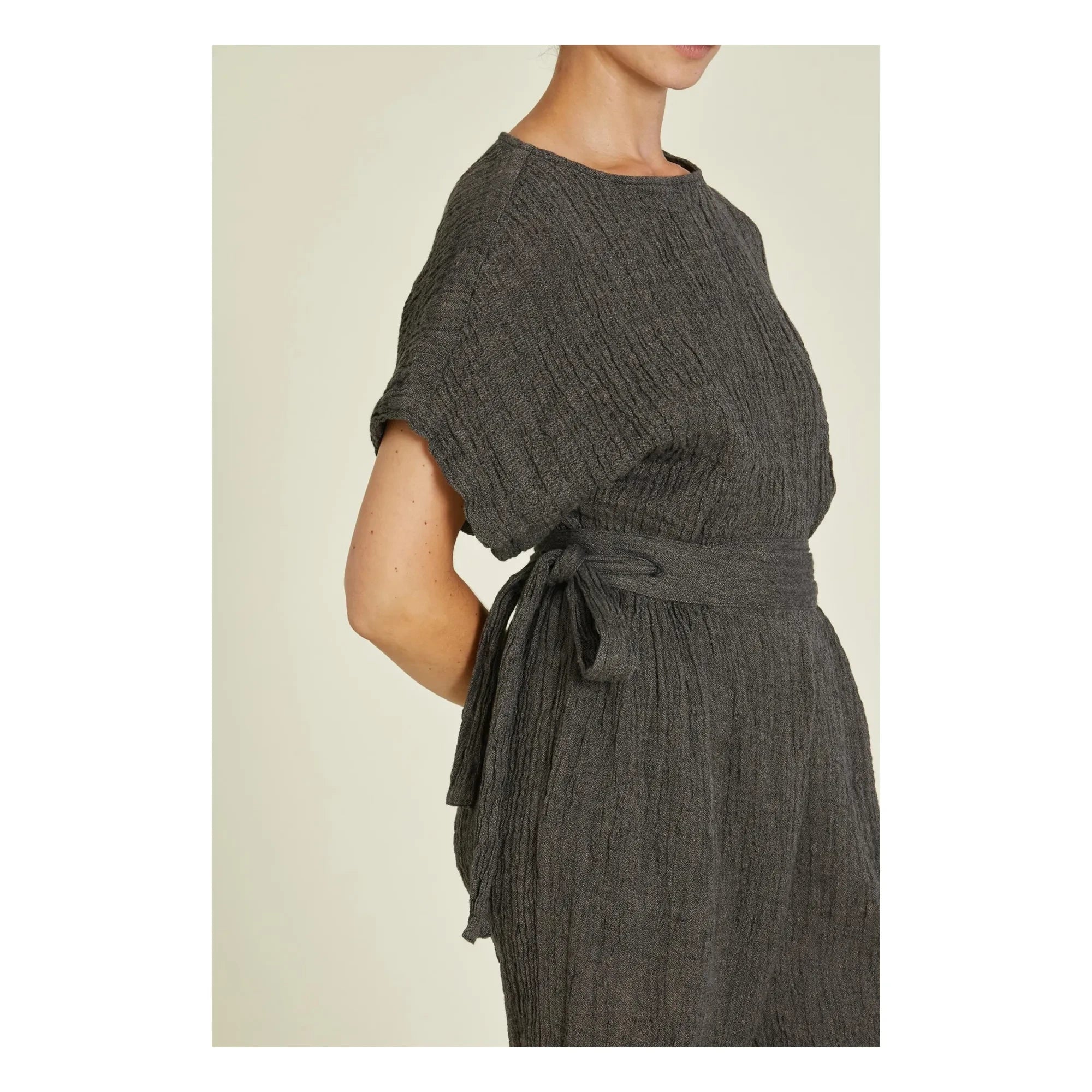 Black Crane - Top de lino básico | Gris pizarra oscuro