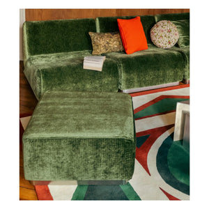 The Socialite Family - Puf redondo de pana brillante | Verde oliva