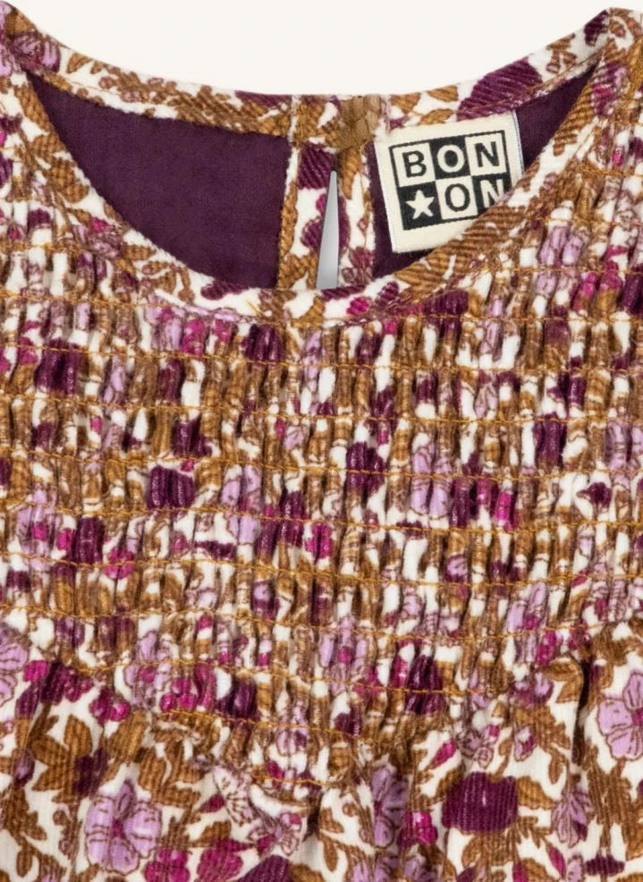 Bonton - Perle Fleurie Vestido de bebé fruncido | Karamel