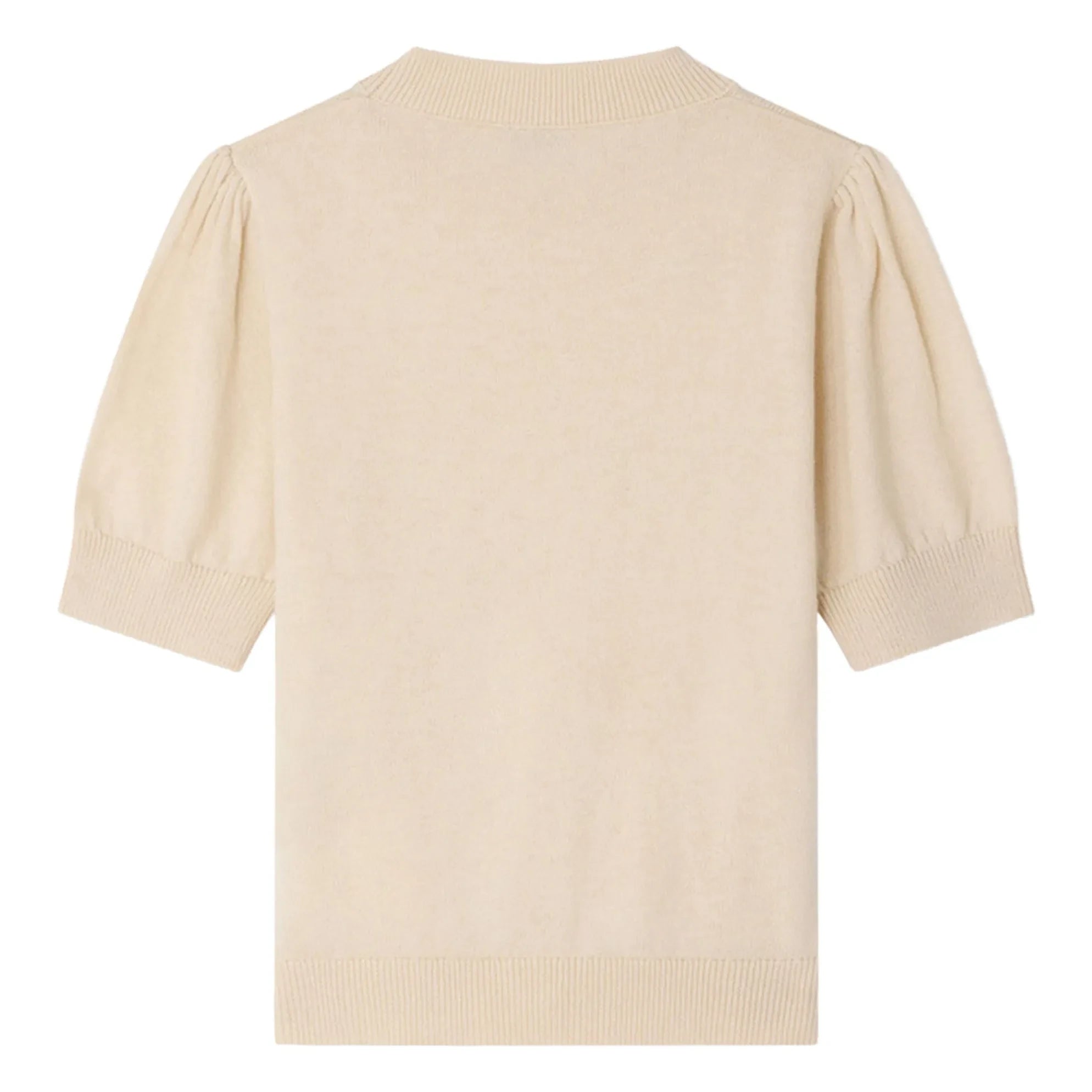 Bonpoint - Jersey de lana de manga corta con lentejuelas de cerezas Leola | Beige rosado