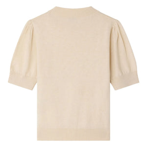 Bonpoint - Jersey de lana de manga corta con lentejuelas de cerezas Leola | Beige rosado