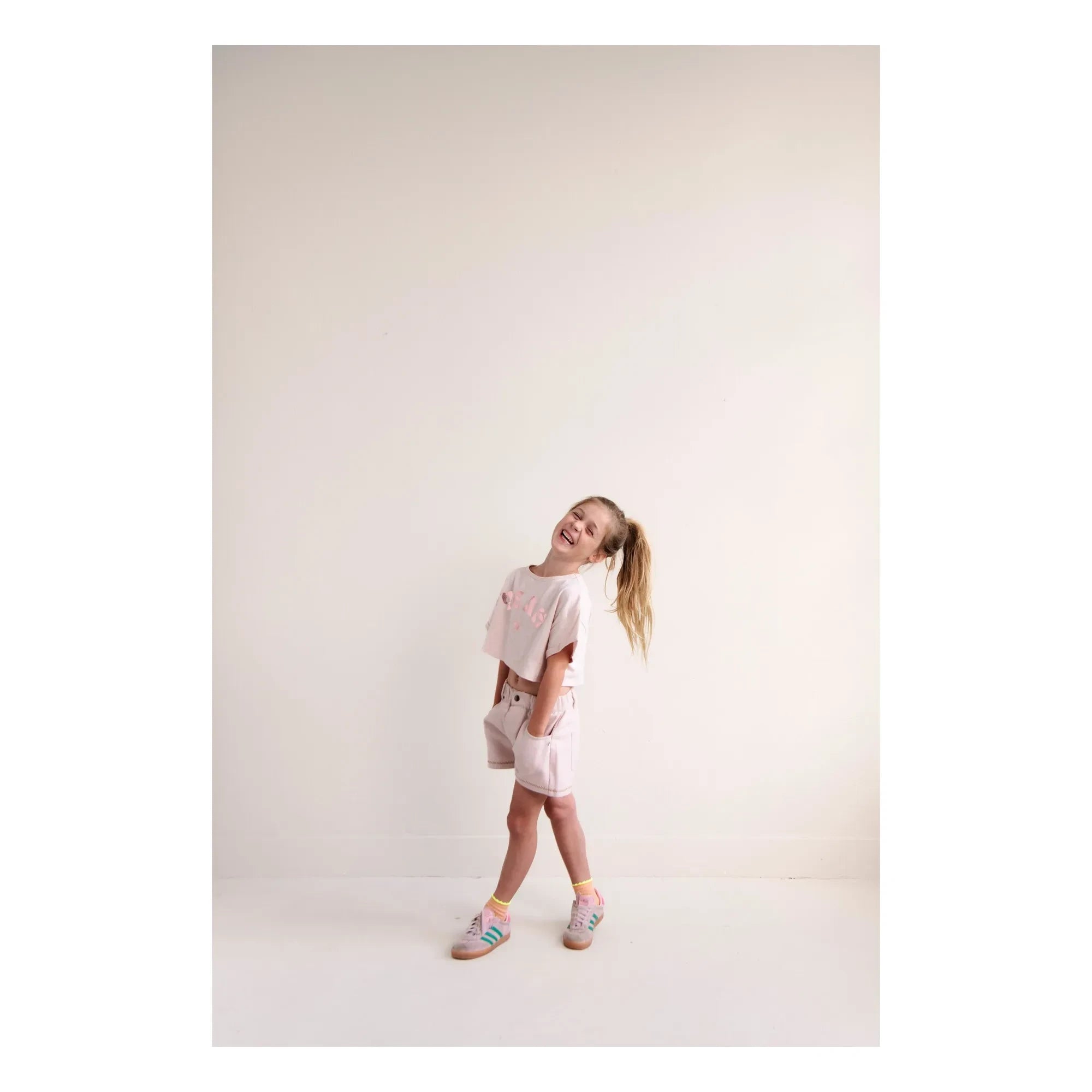 Jenest - Lizzy Yeah Crop Camiseta Algodón orgánico | Rosa pálido