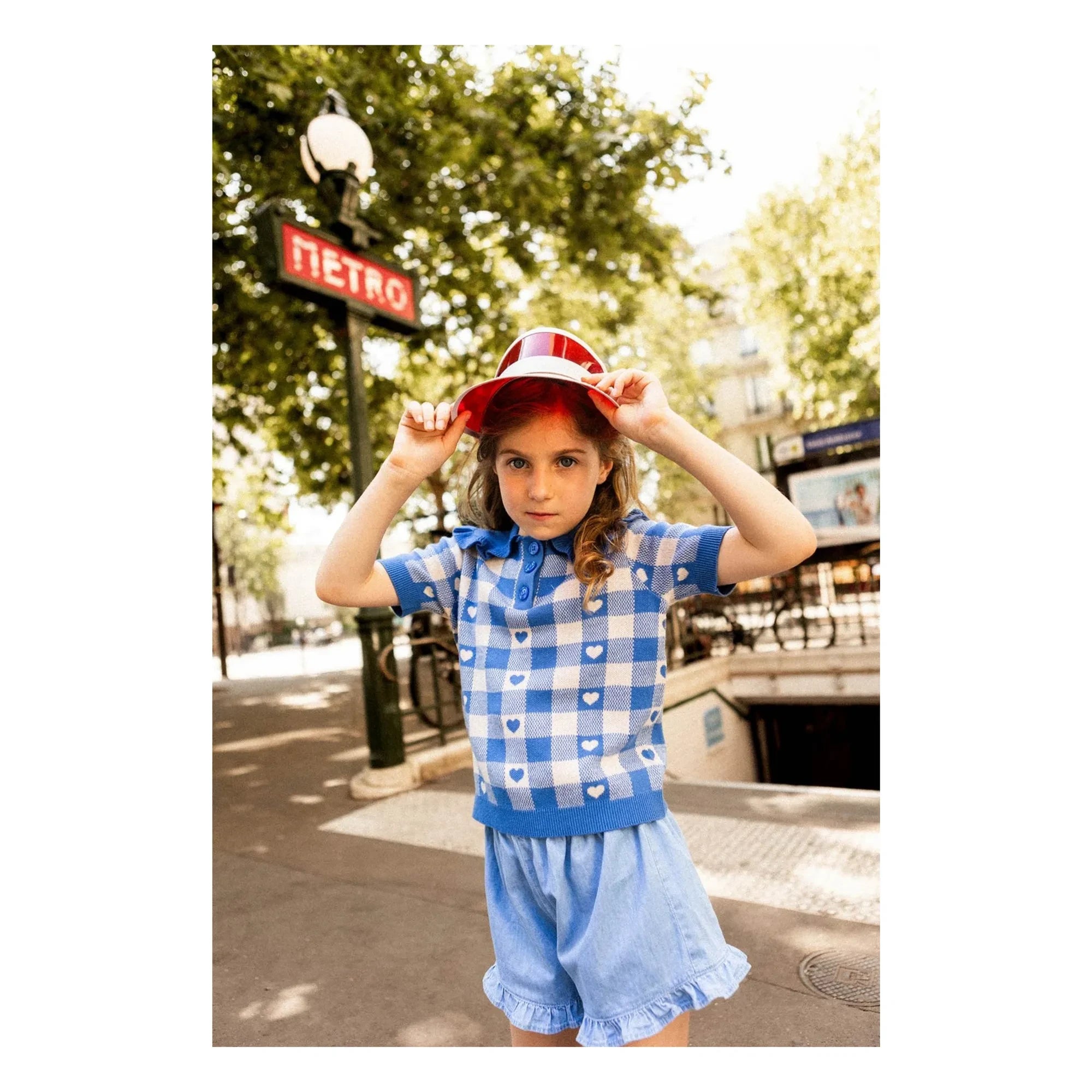 Louis Louise - Camiseta de punto Paule a cuadros | Azul real