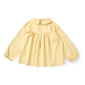Copenhagen Colors - Blusa fruncida de algodón orgánico | Amarillo pálido