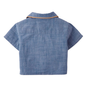 Gingersnaps - Camisa chambray de plátano bordada Steven | Azul