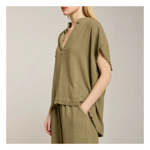 Maison Saint Julien - Blusa Porto Vecchio de gasa de algodón | Caqui