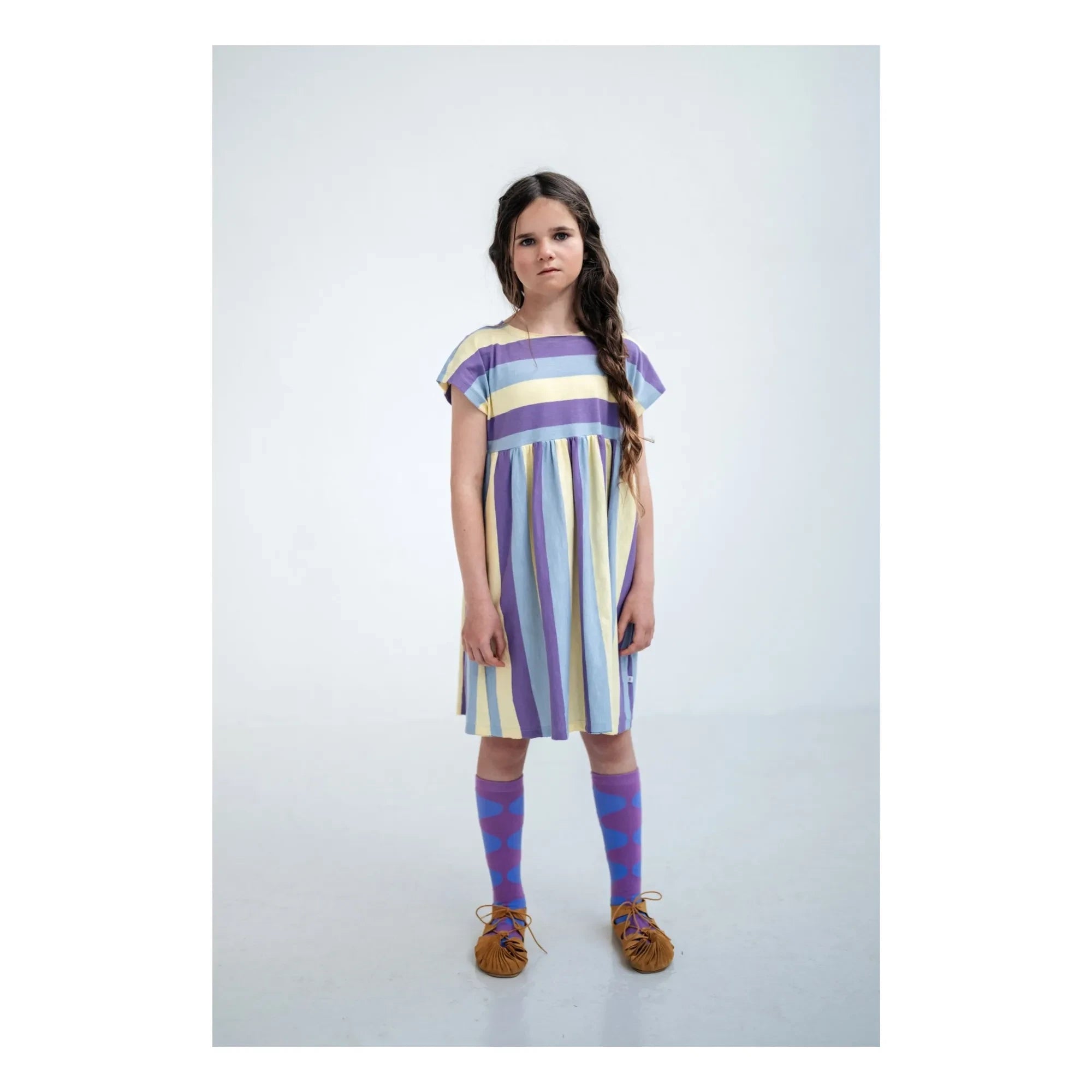 Repose AMS - Vestido de algodón orgánico a rayas | Púrpura