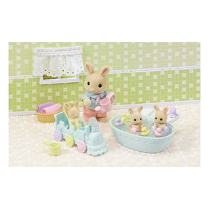 Sylvanian Families - Trillizos conejos Crema y accesorios de baño