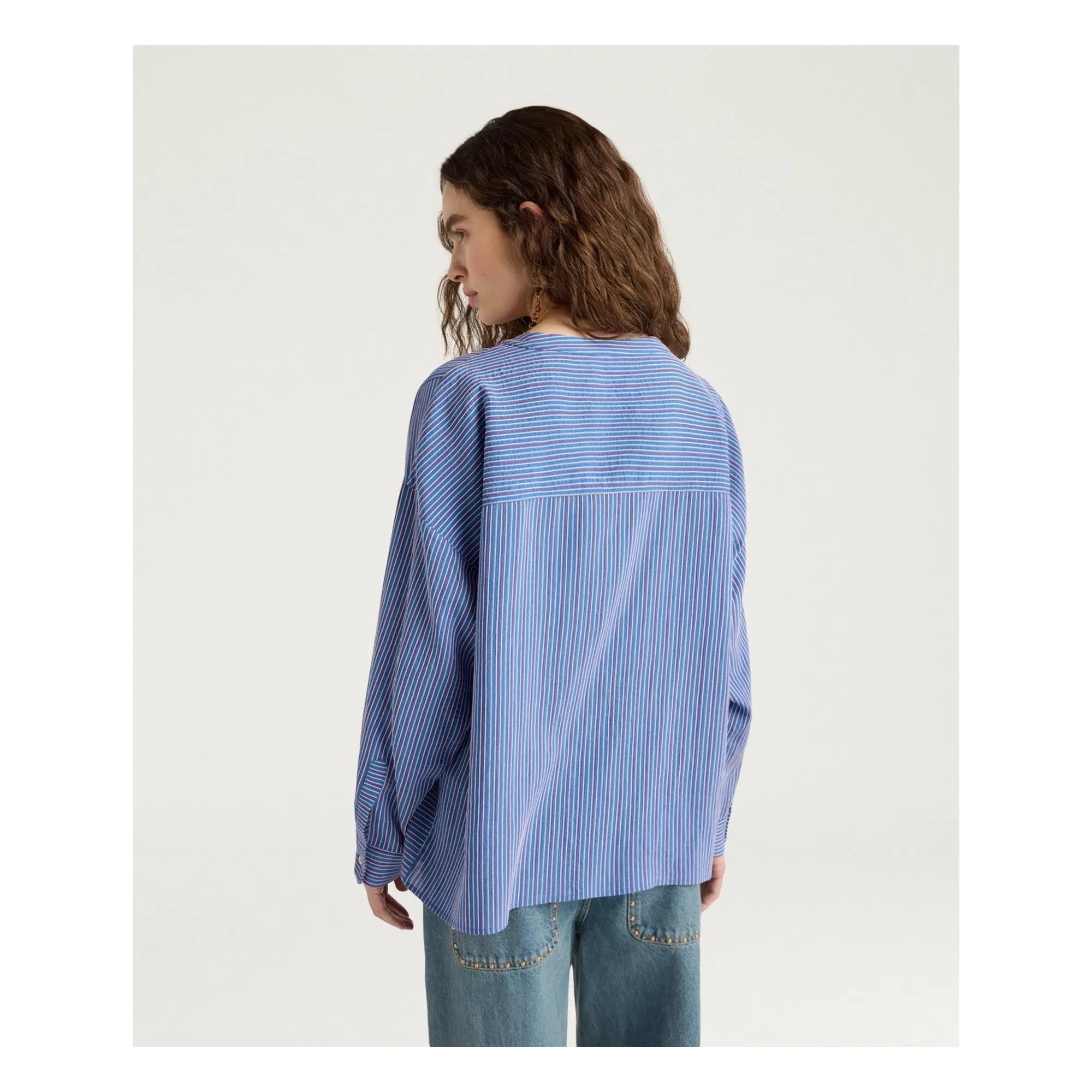 Momoni - Blusa de rayas con pinchos | Azul