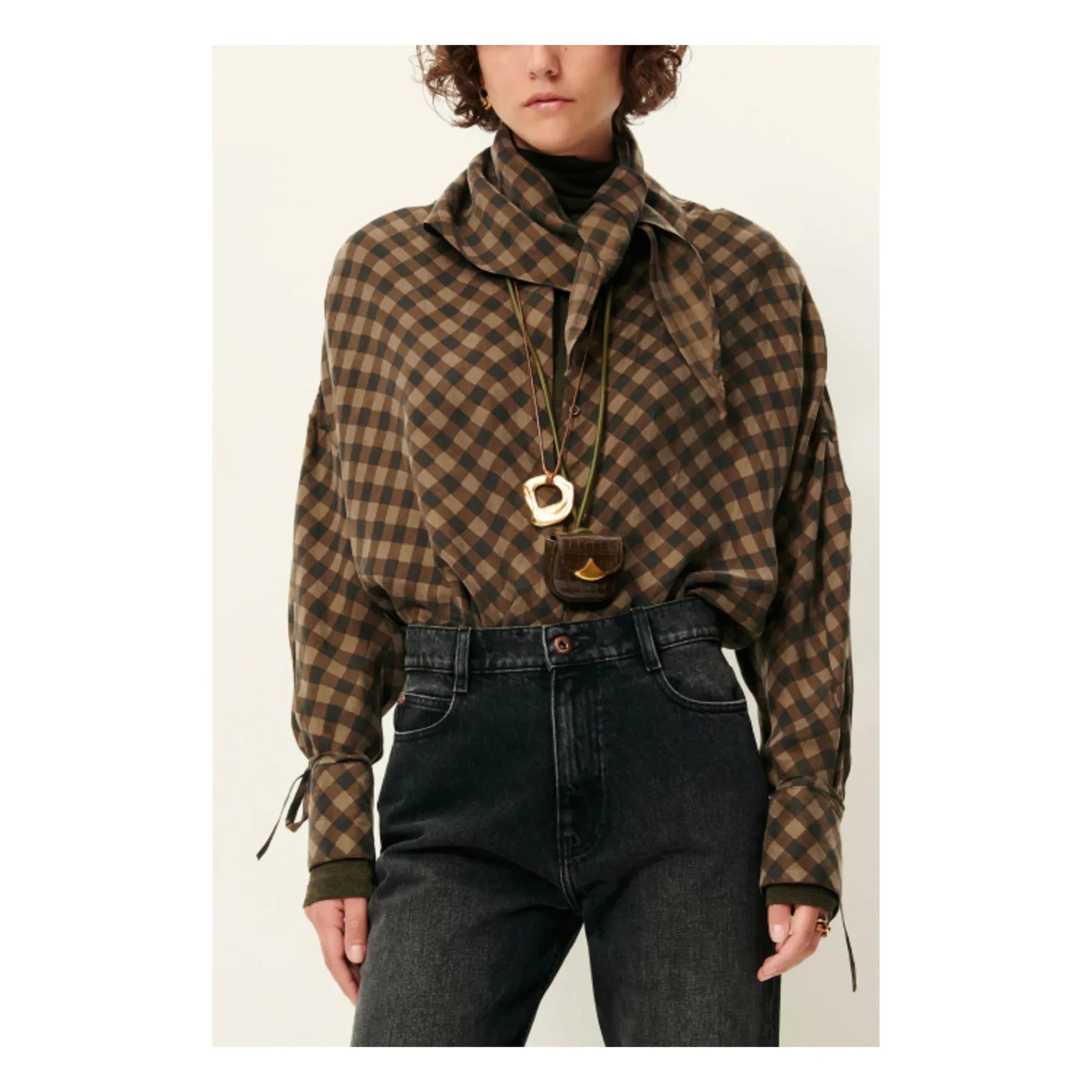 Sessùn - Camisa a cuadros Armanchecks | Caqui