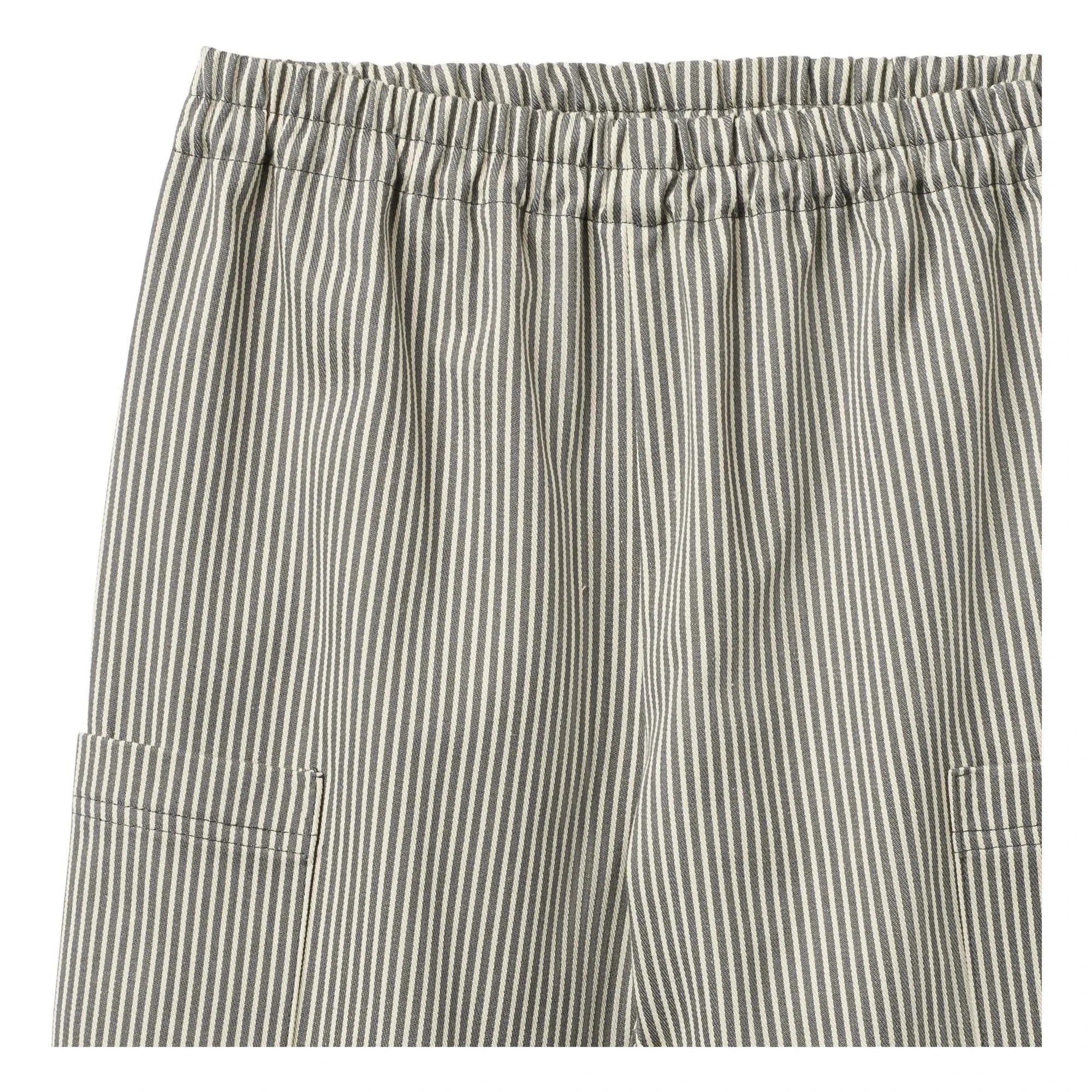 Trigo - Pantalones de Algodón Orgánico a Rayas Kalloa | Gris
