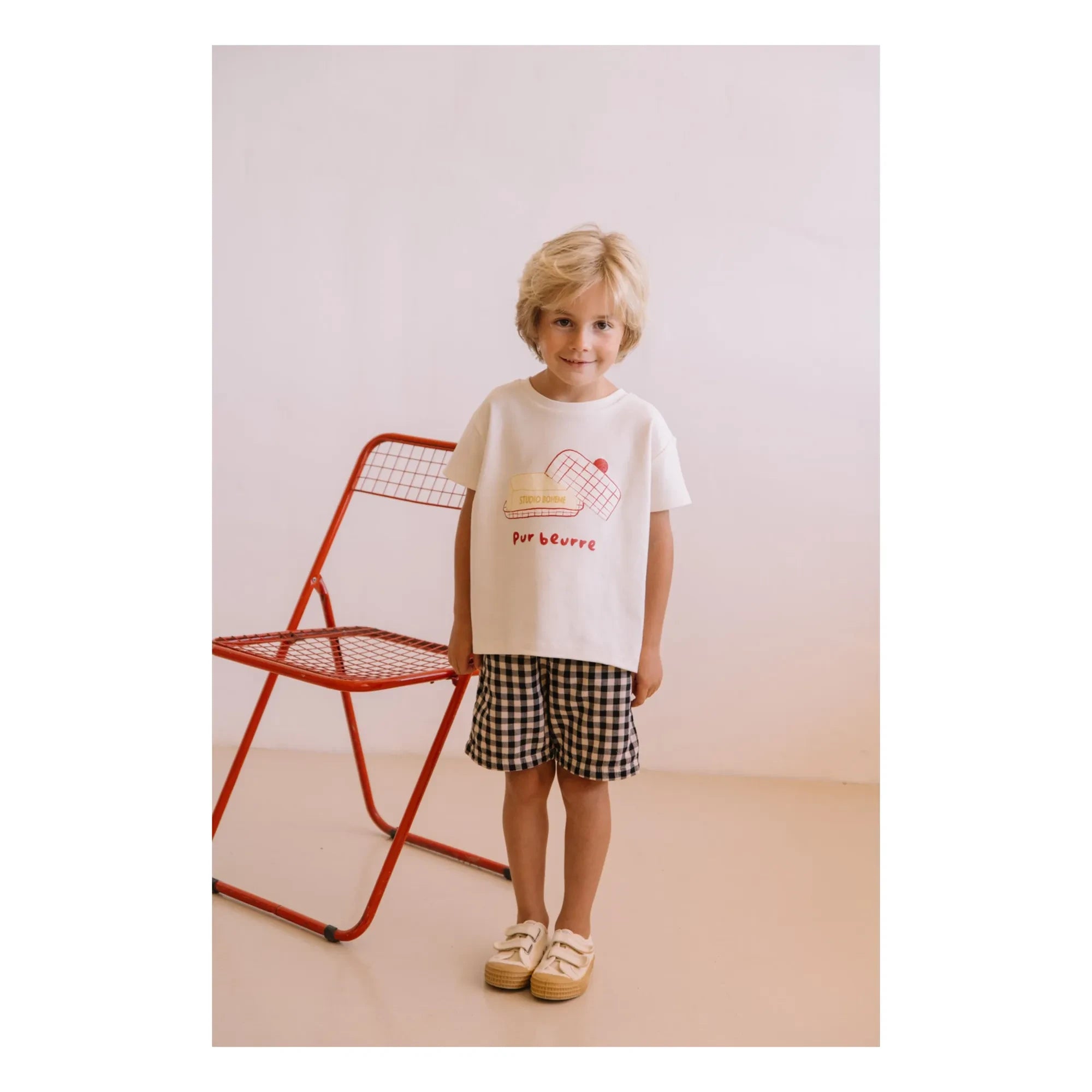 Studio Bohème - Camiseta con plato de mantequilla de algodón orgánico esencial | Crudo