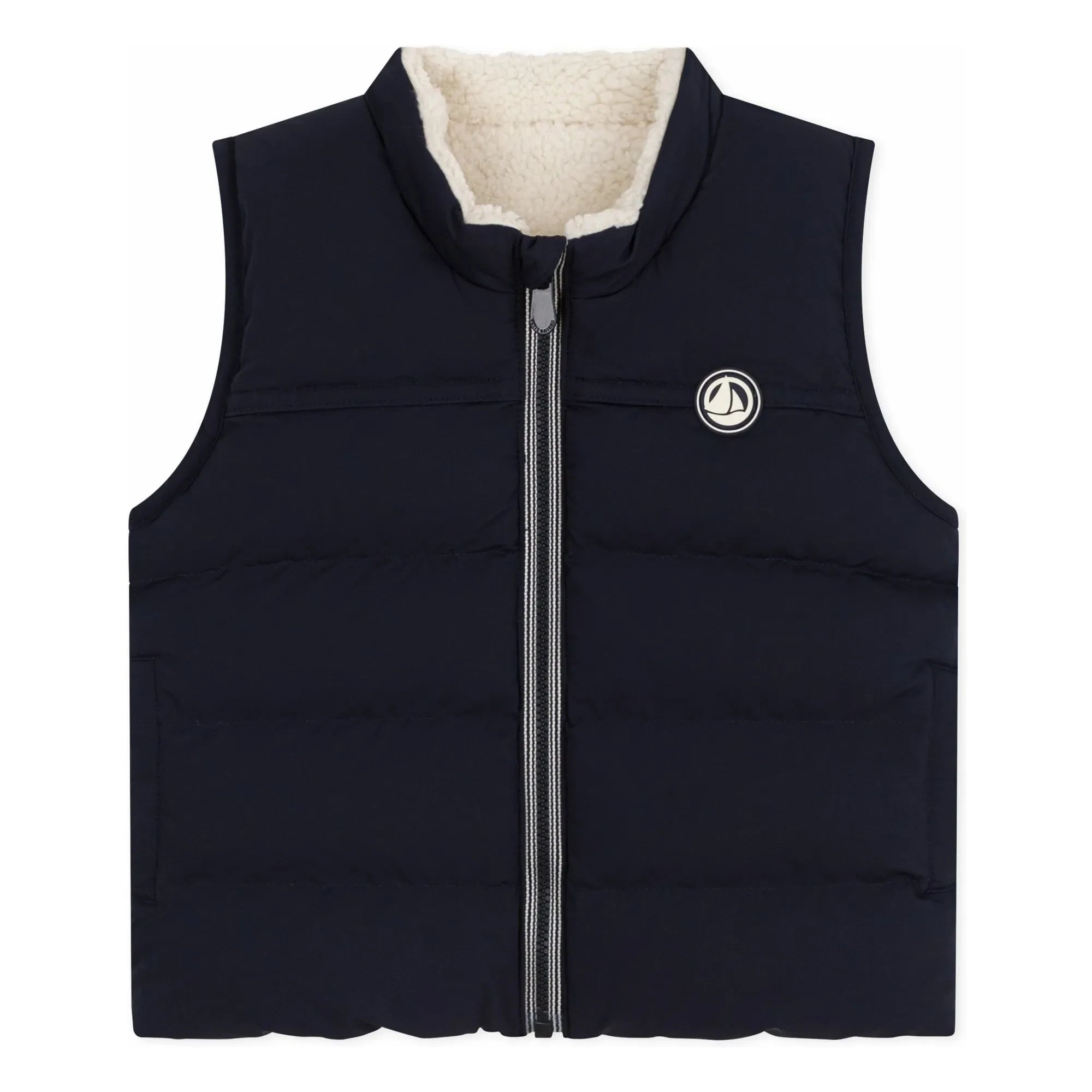 Petit Bateau - Chaleco acolchado sin mangas con logotipo | Azul Marino