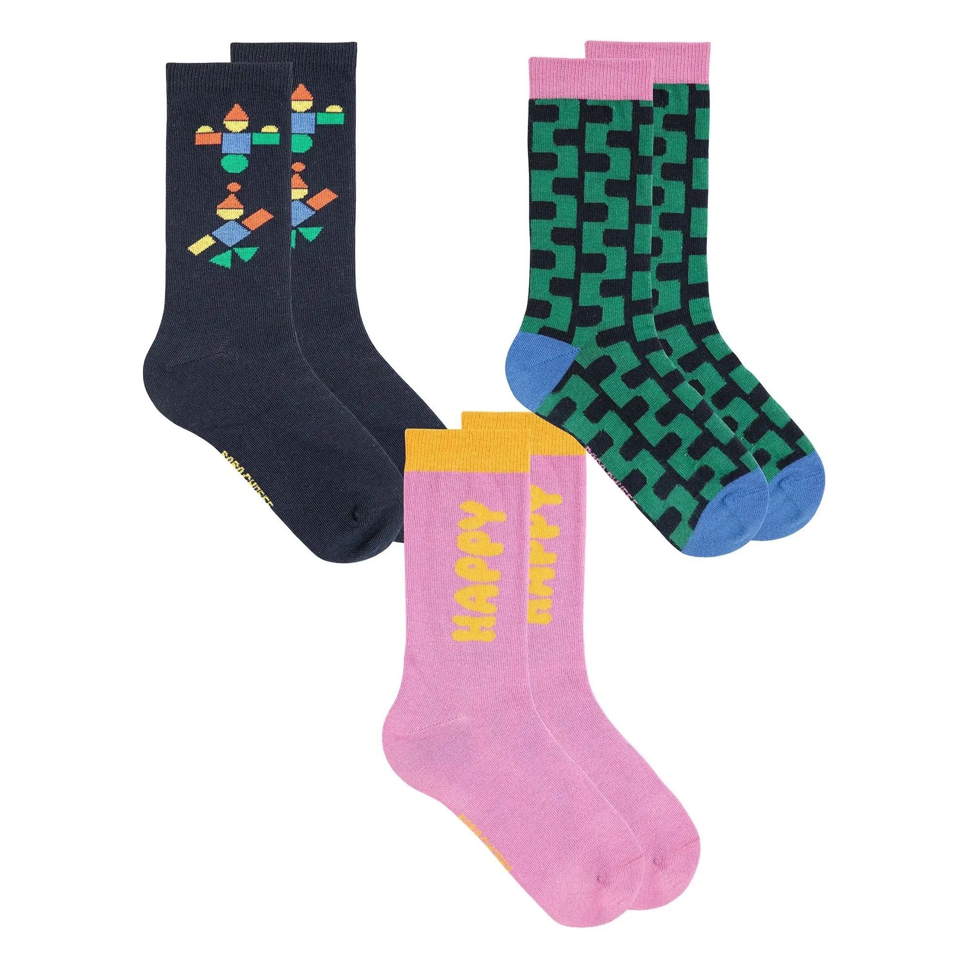 Bobo Choses - Set de 3 Calcetines Felices de Algodón Orgánico | Rosa