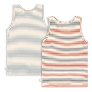 Konges Sløjd - Pack de 2 camisetas de tirantes de algodón orgánico a rayas | Beige