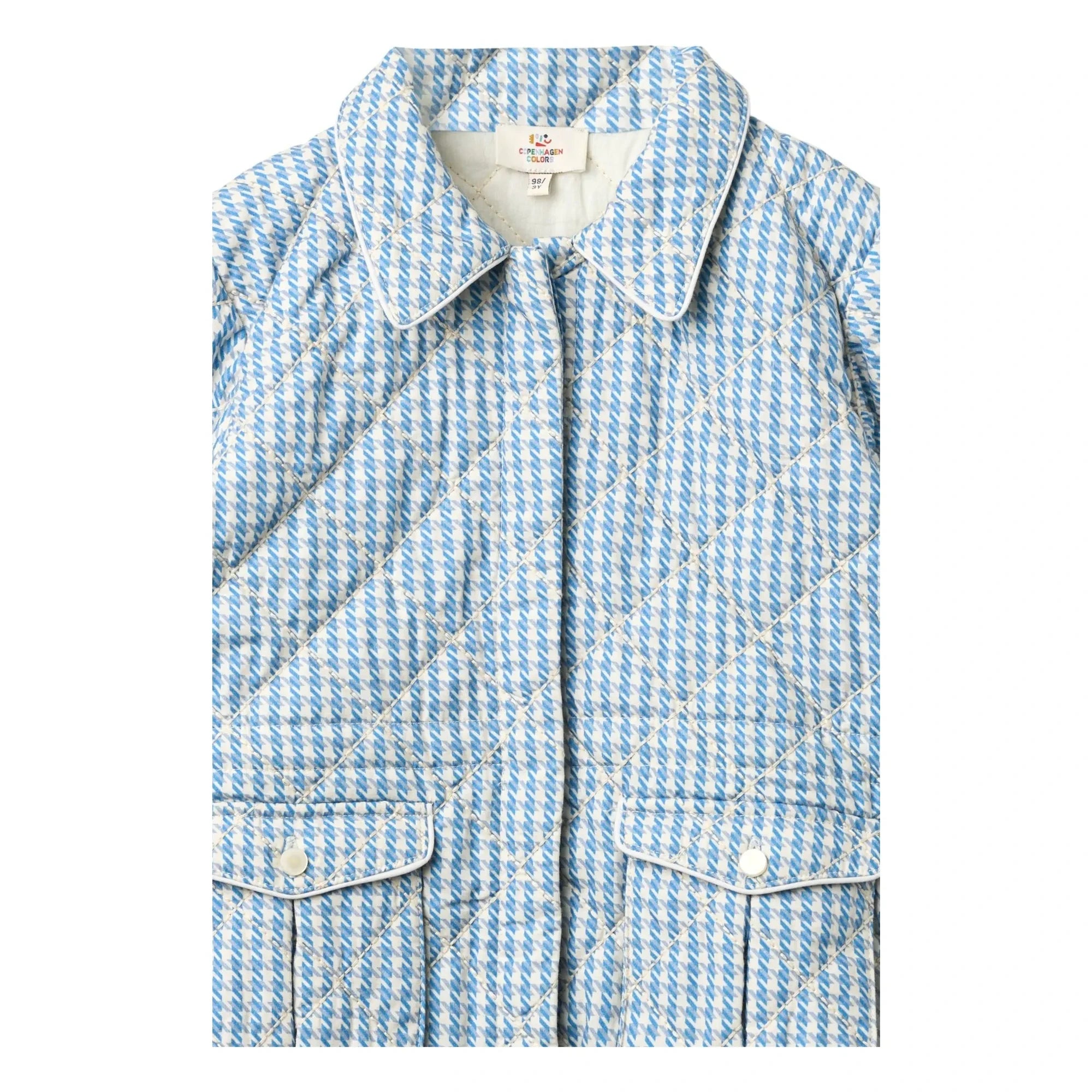 Copenhagen Colors - Chaqueta acolchada Pied de Poule de algodón orgánico | Azul