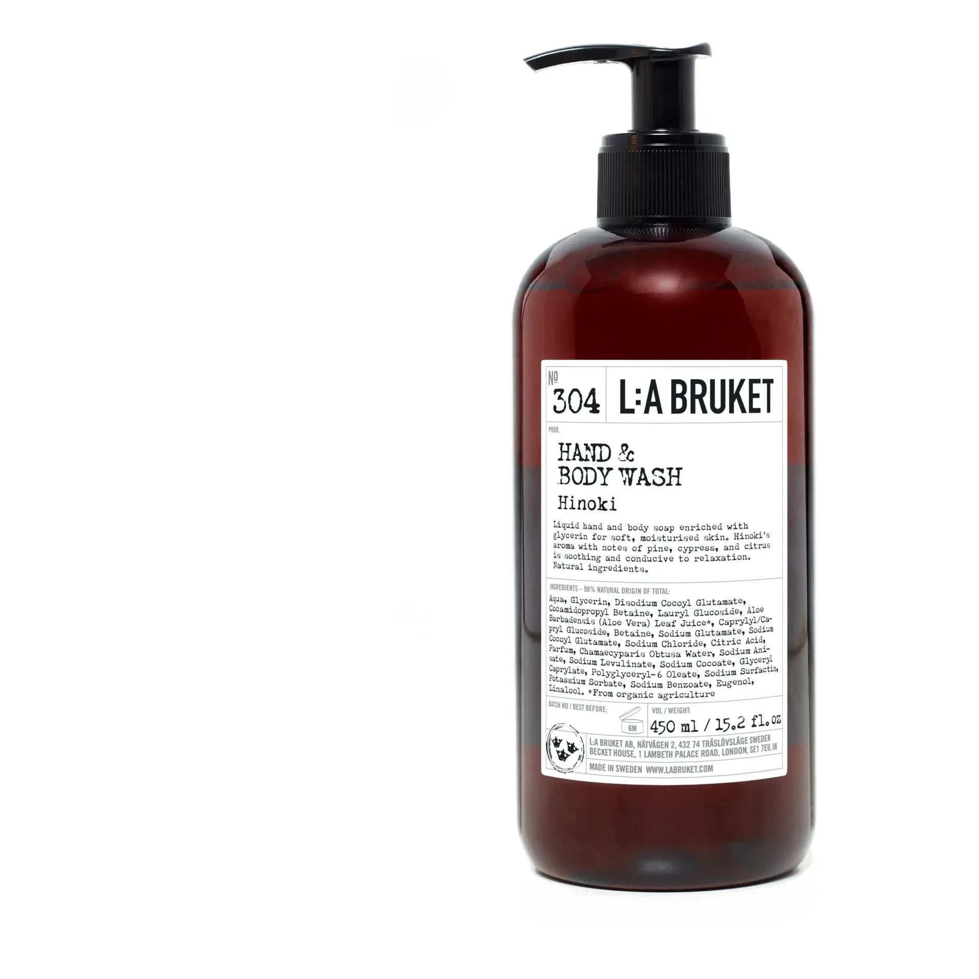 L:A BRUKET - Hinoki 304 Limpiador de manos y cuerpo - 450 ml