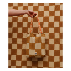 Doing Goods - Bolsa tote de algodón con diseño Checkmate | Mostaza